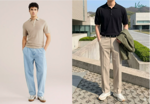 Set áo polo trắng và quần jogger vô cùng năng động, cá tính