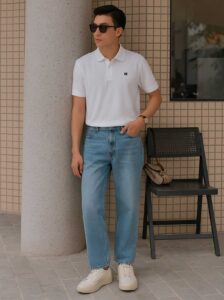 Quần ống suông với áo polo