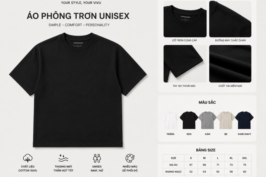 Áo phông trơn unisex
